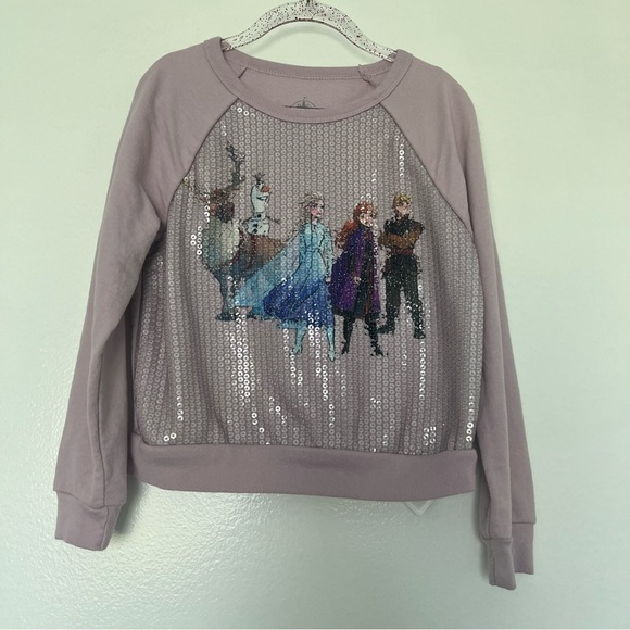 DISNEY FROZEN LONG SLEEVE SEQUINS Pullover Top Size XS - Picture 3 of 16